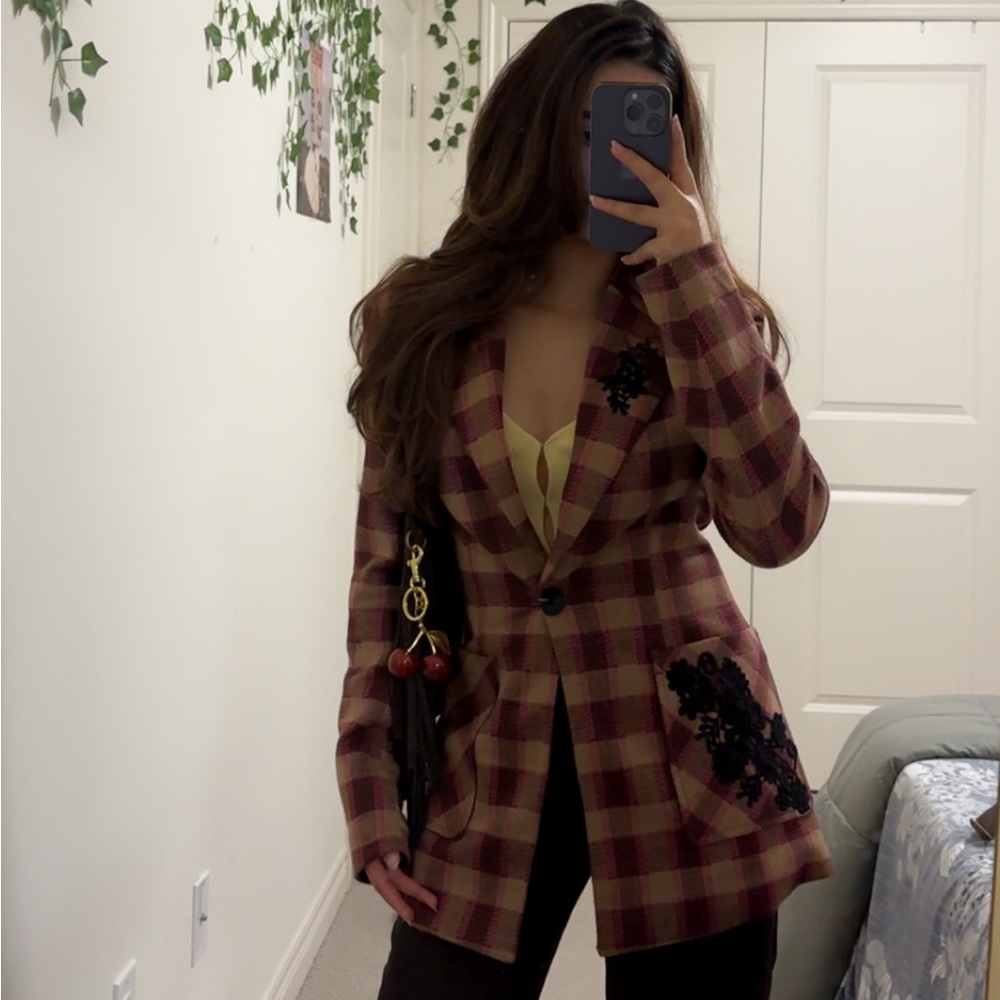Avec Les Filles Plaid Blazer. XXS